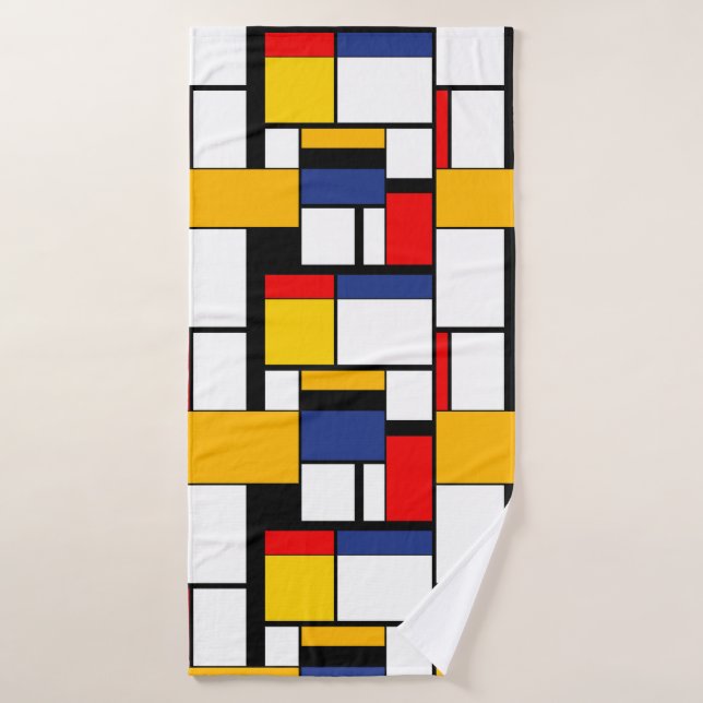 Mondrian Geometric Minimalist Comopsition Modern Bath Towel (Bath Towel)