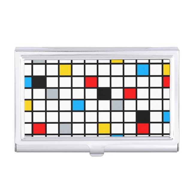 Mondrian Geometric Minimalist Comopsition Modern Business Card Case (Front)