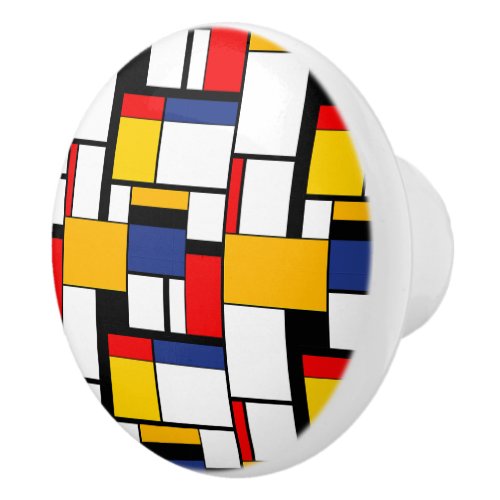 Mondrian Geometric Minimalist Comopsition Modern Ceramic Knob