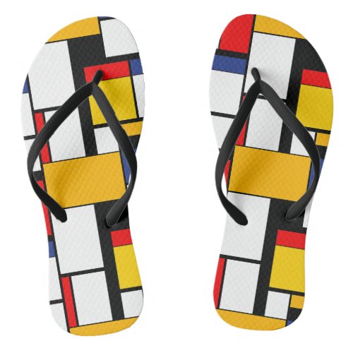 Mondrian Geometric Minimalist Comopsition Modern Flip Flops