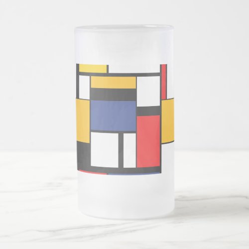 Mondrian Geometric Minimalist Comopsition Modern Frosted Glass Beer Mug