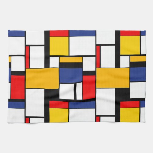 Mondrian Geometric Minimalist Comopsition Modern Kitchen Towel