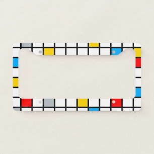 Mondrian Geometric Minimalist Comopsition Modern License Plate Frame