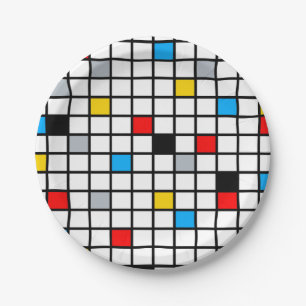 Mondrian Geometric Minimalist Comopsition Modern Paper Plates