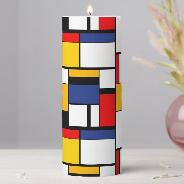 Mondrian Geometric Minimalist Comopsition Modern Pillar Candle (In Situ)