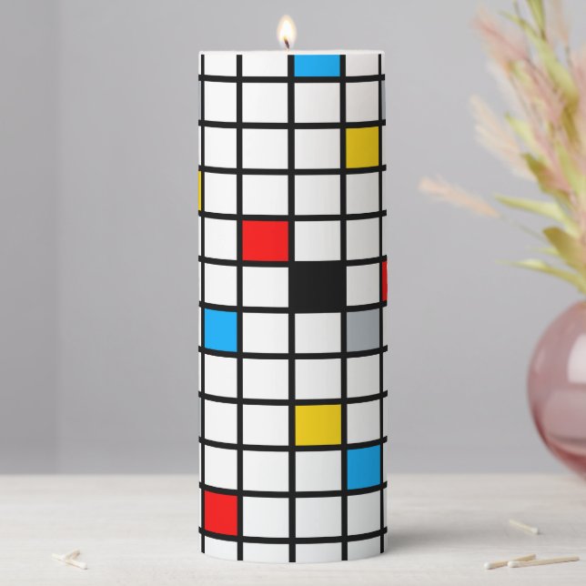 Mondrian Geometric Minimalist Comopsition Modern Pillar Candle (In Situ)