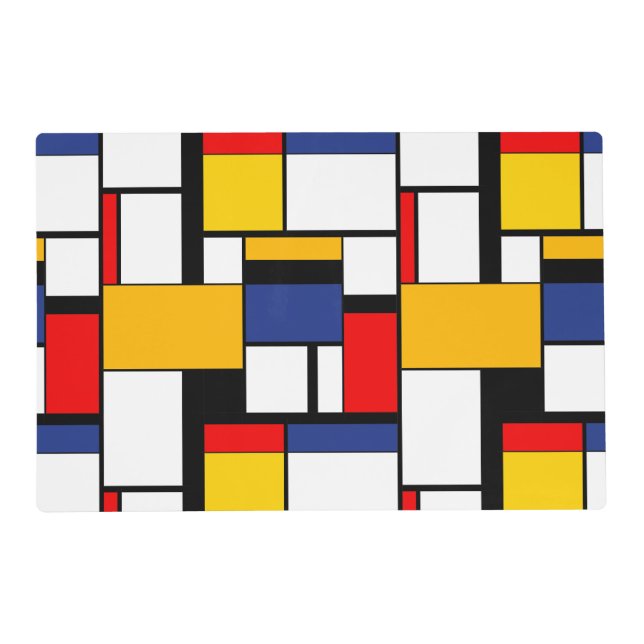 Mondrian Geometric Minimalist Comopsition Modern Placemat (Front)