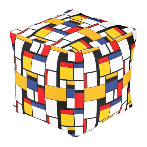 Mondrian Geometric Minimalist Comopsition Modern Pouf