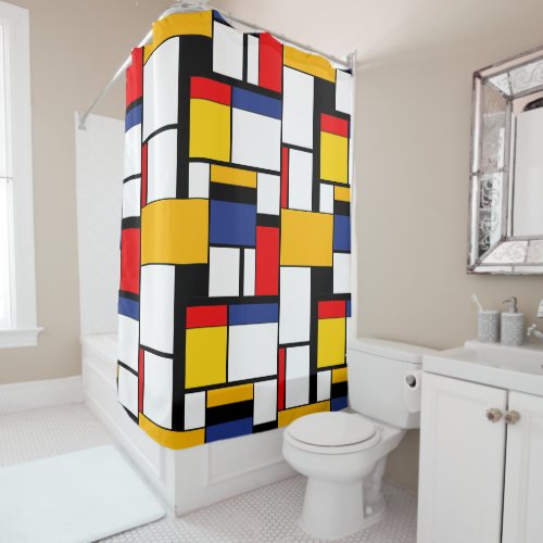 Mondrian Geometric Minimalist Comopsition Modern Shower Curtain