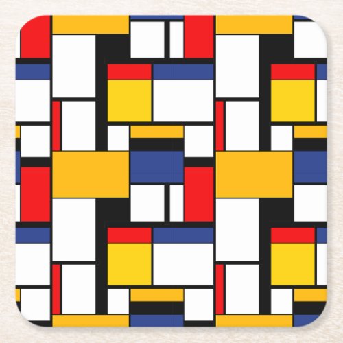 Mondrian Geometric Minimalist Comopsition Modern Square Paper Coaster