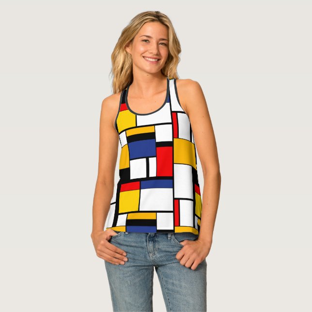 Mondrian Geometric Minimalist Comopsition Modern Tank Top (Front Full)