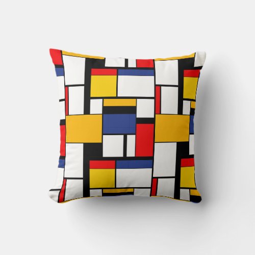 Mondrian Geometric Minimalist Comopsition Modern Throw Pillow