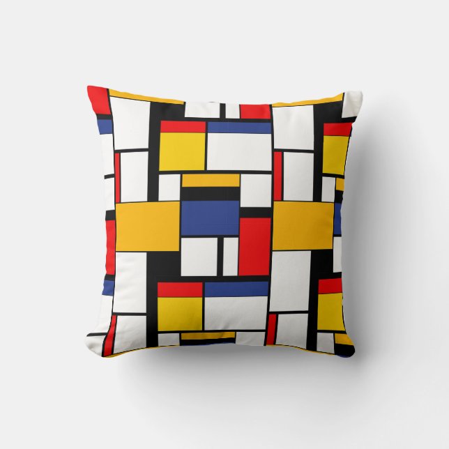 Mondrian Geometric Minimalist Comopsition Modern Throw Pillow (Front)