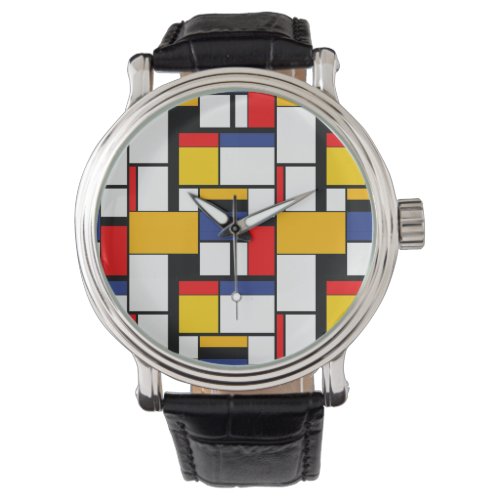 Mondrian Geometric Minimalist Comopsition Modern Watch