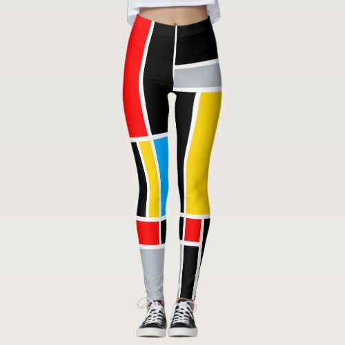 Mondrian geometric primary color straight lines leggings