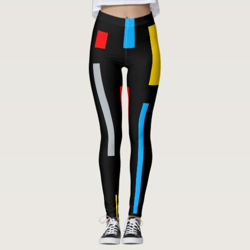 Mondrian geometric primary colors squares lines leggings