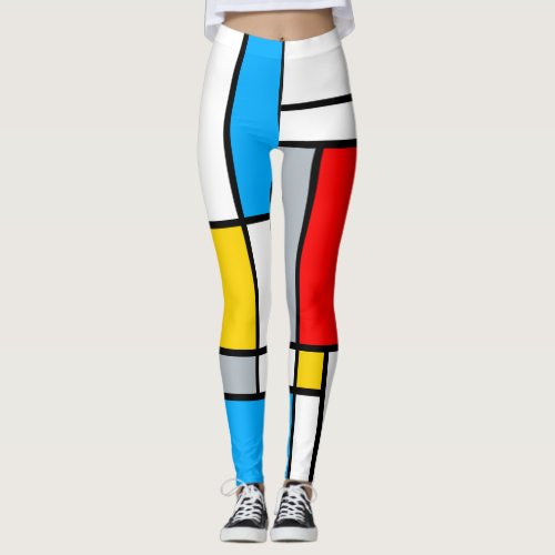 Mondrian geometric primary colors straight lines leggings