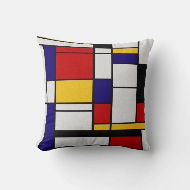Mondrian Geometry Throw Pillow (Front)