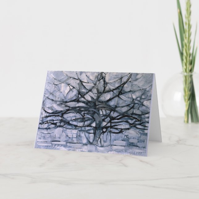 Mondrian - Gray Tree, famous painting, Card (Front)