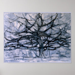 Mondrian - Gray Tree, famous painting, Poster