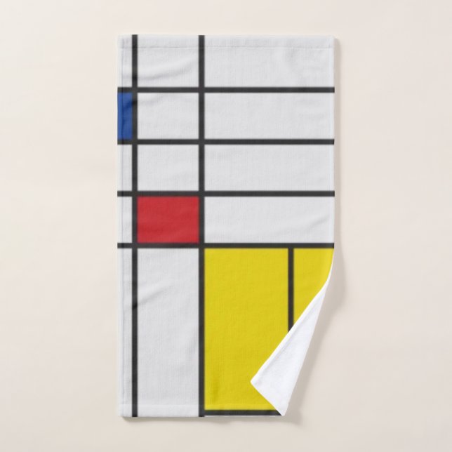 Mondrian II Minimalist De Stijl Hand Towel (Hand Towel)
