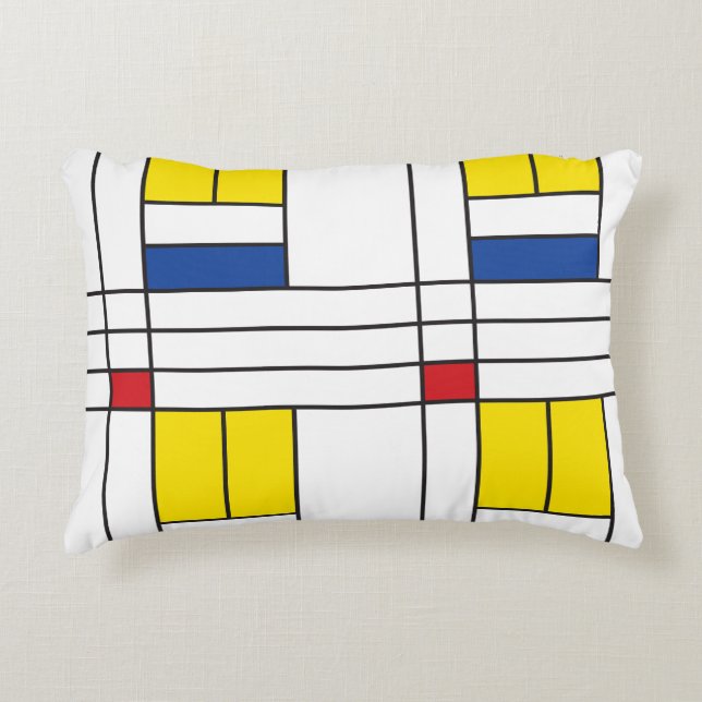 Mondrian II Minimalist De Stijl Modern Art Design Accent Pillow (Front)