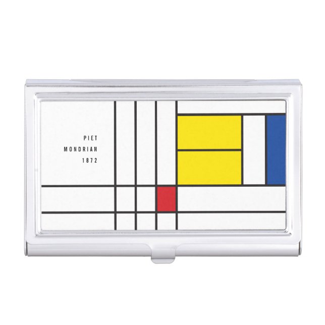 Mondrian II Minimalist De Stijl Modern Art Design Business Card Case (Front)