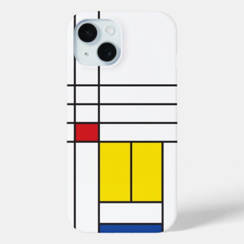 Mondrian II Minimalist De Stijl Modern Art Design iPhone 15 Case