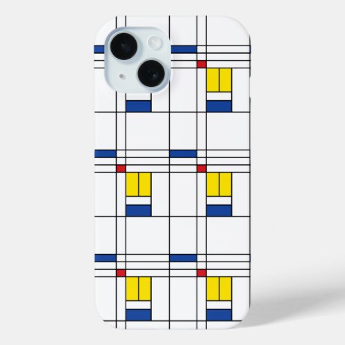 Mondrian II Minimalist De Stijl Modern Art Design iPhone 15 Case