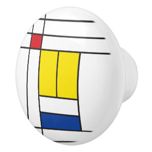 Mondrian II Minimalist De Stijl Modern Art Design Ceramic Knob