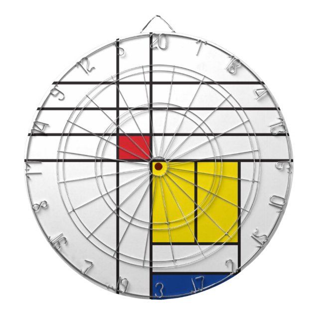 Mondrian II Minimalist De Stijl Modern Art Design Dartboard (Front)
