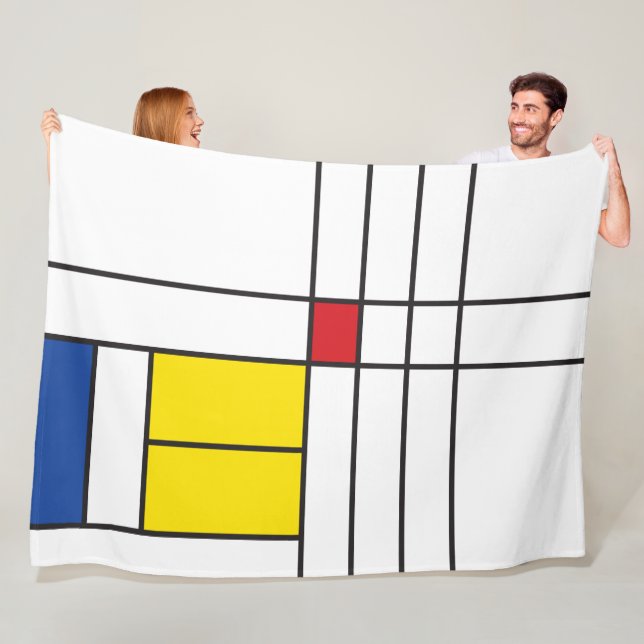 Mondrian II Minimalist De Stijl Modern Art Design Fleece Blanket (In Situ)