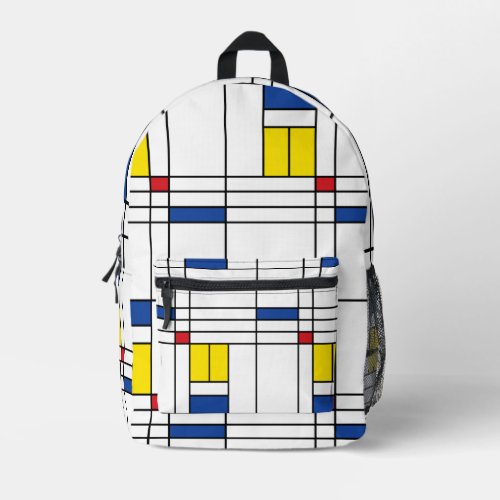 Mondrian II Minimalist De Stijl Modern Art Design Printed Backpack