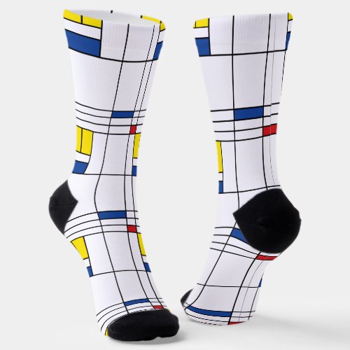 Mondrian II Minimalist De Stijl Modern Art Design Socks