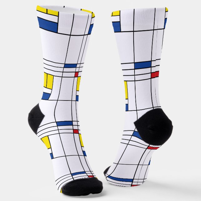 Mondrian II Minimalist De Stijl Modern Art Design Socks (Angled)