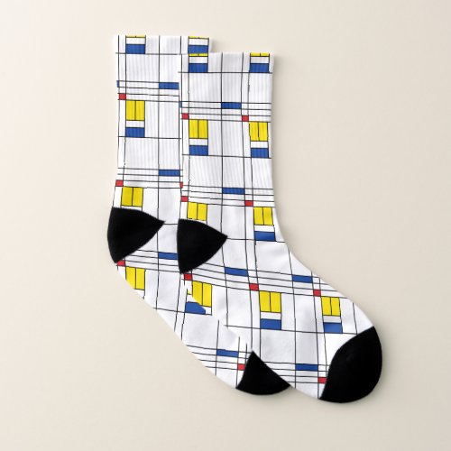 Mondrian II Minimalist De Stijl Modern Art Design Socks