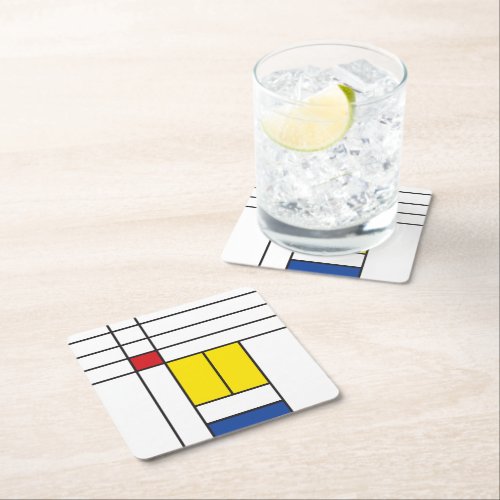 Mondrian II Minimalist De Stijl Modern Art Design Square Paper Coaster