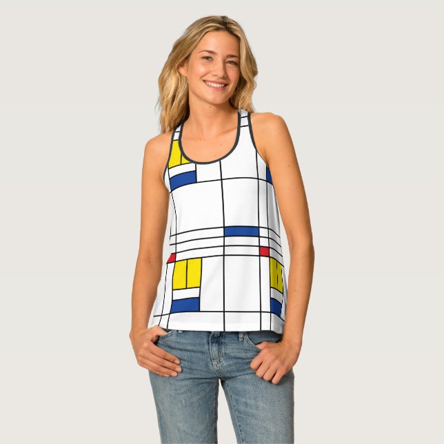 Mondrian II Minimalist De Stijl Modern Art Design Tank Top (Front Full)