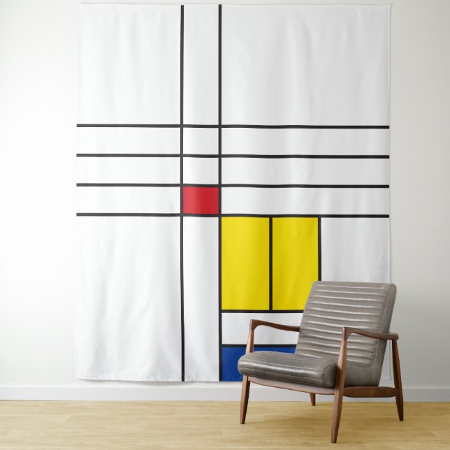 Mondrian II Minimalist De Stijl Modern Art Design Tapestry (In Situ)