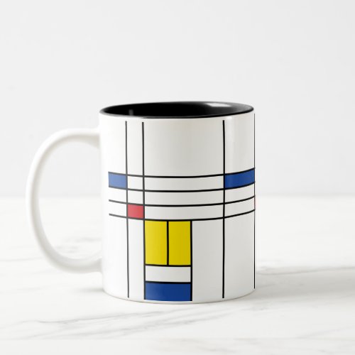 Mondrian II Minimalist De Stijl Modern Art Design Two_Tone Coffee Mug