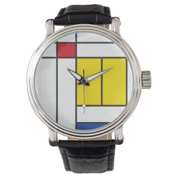 Mondrian Ii Minimalist De Stijl Modern Art Design Watch by fat_fa_tin at Zazzle