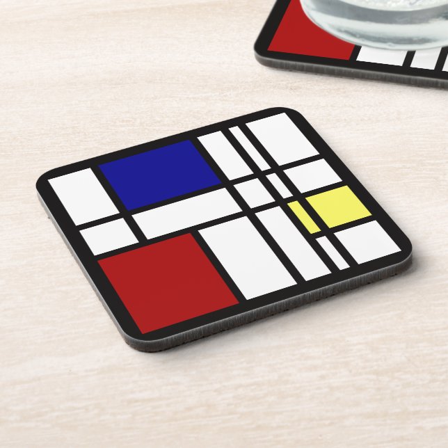 Mondrian Impression Art Drink Coaster (Left Side)