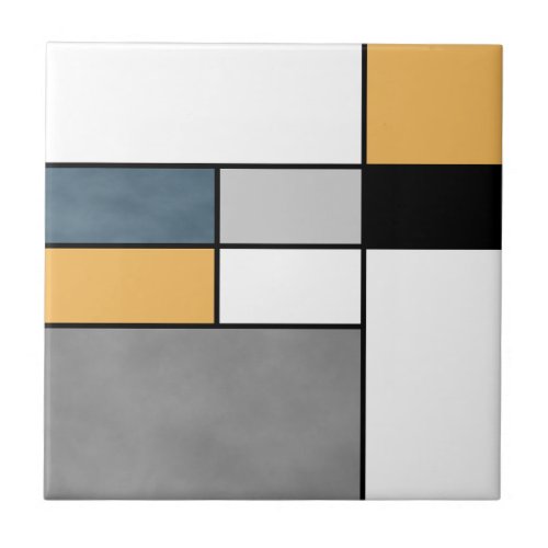 Mondrian inspiration ceramic tile
