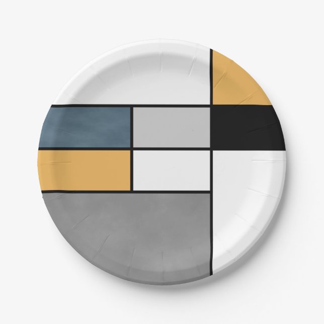 Mondrian inspiration paper plates (Front)