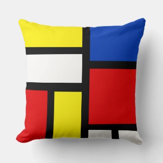 Mondrian Inspired Abstract Art Throw Pillow
