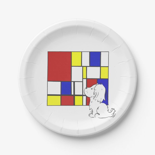 Mondrian Inspired Chamomile Paper Plates (Front)