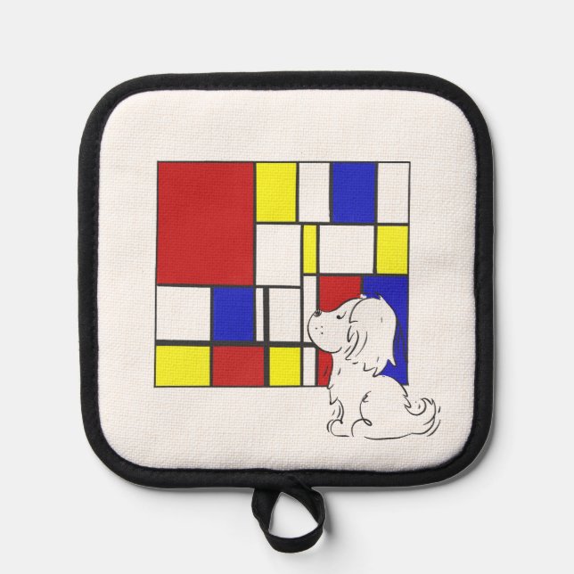 Mondrian Inspired Chamomile Pot Holder (Front)