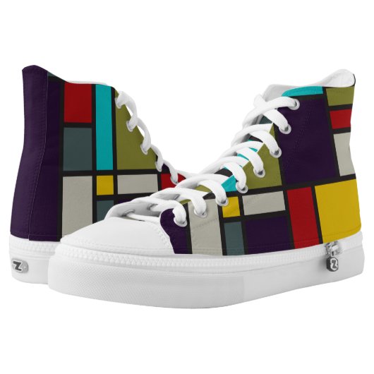Mondrian inspired 'composition in shoe' art High-Top sneakers (Pair)