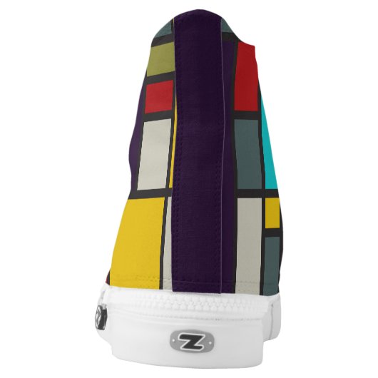 Mondrian inspired 'composition in shoe' art High-Top sneakers (Left Shoe Back)