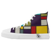 Mondrian inspired 'composition in shoe' art High-Top sneakers (Left Shoe Outside)